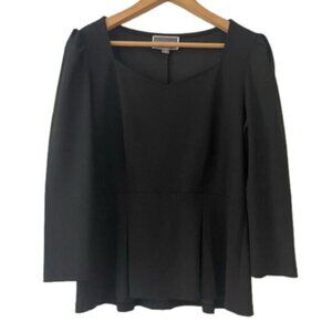 NEW Guillaume Black Luxe Crepe Peplum Top- Size Small (bin 1K)